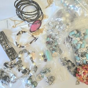 2lb Lot Mixed Jewelry-Wearable, Broken/for Upcycling/Crafting-Beads & Metals